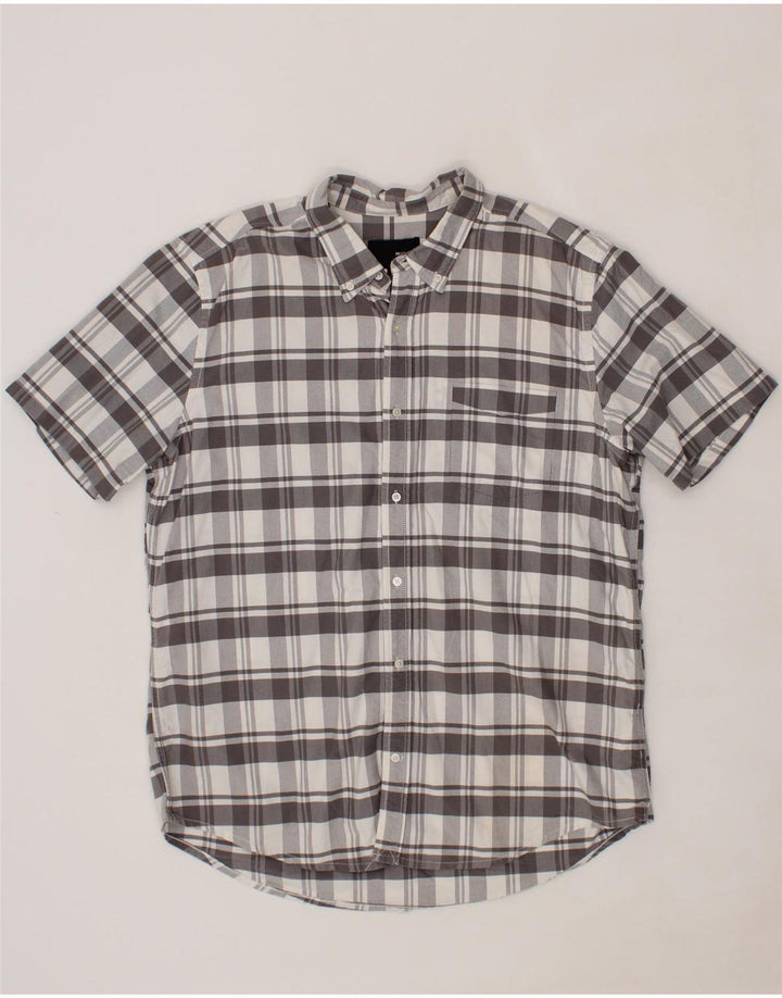 HURLEY Mens Short Sleeve Shirt XL Grey Check Cotton Vintage Hurley and Second-Hand Hurley from Messina Hembry 
