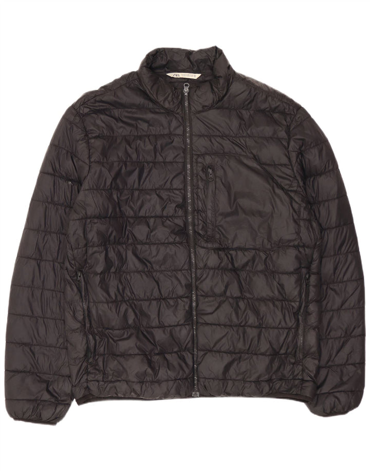 Мужская стеганая куртка ZARA UK 44 2XL, черный нейлон