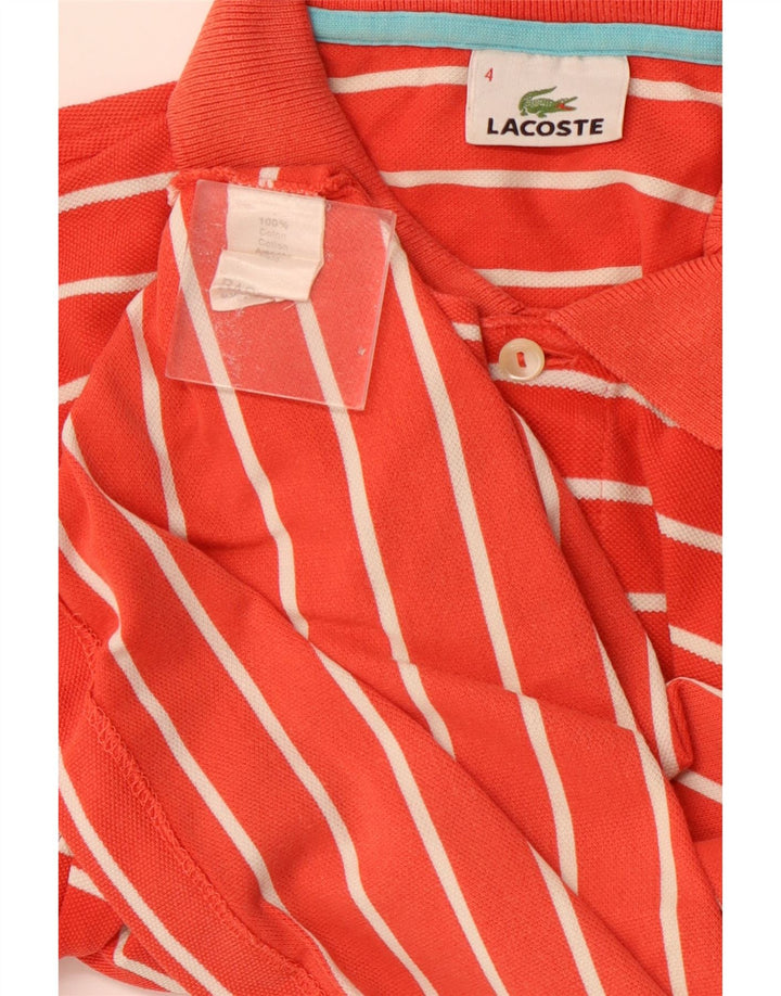 Мужская рубашка-поло LACOSTE, размер 4, средний размер, хлопковая оранжевая полоска