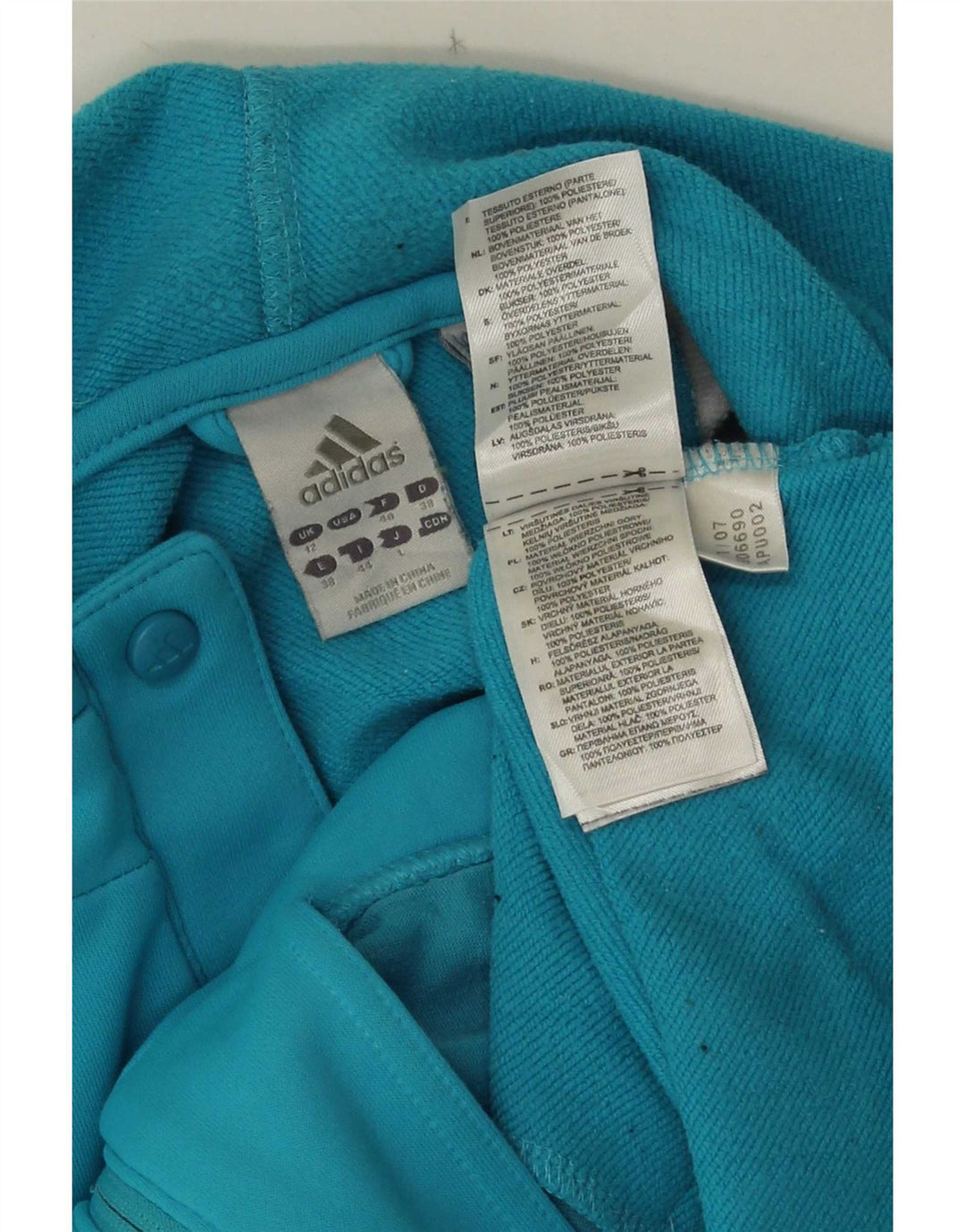 Женский свитер с капюшоном на молнии Adidas UK 12, средний синий, полиэстер с цветными блоками