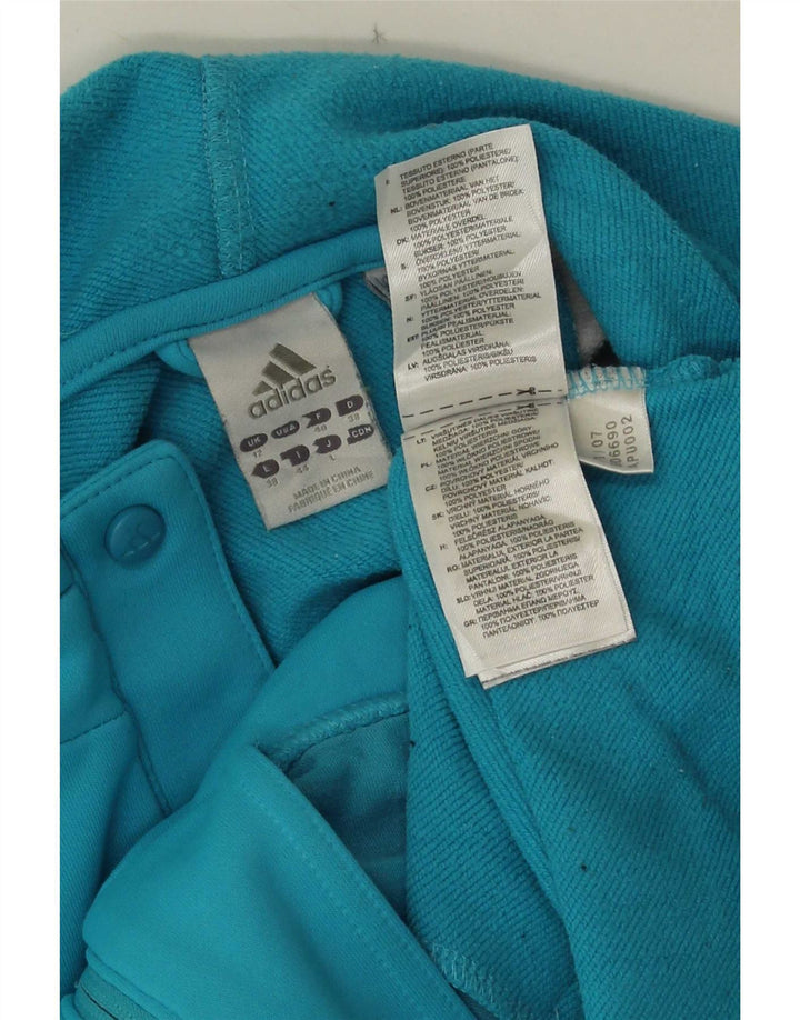 Женский свитер с капюшоном на молнии Adidas UK 12, средний синий, полиэстер с цветными блоками