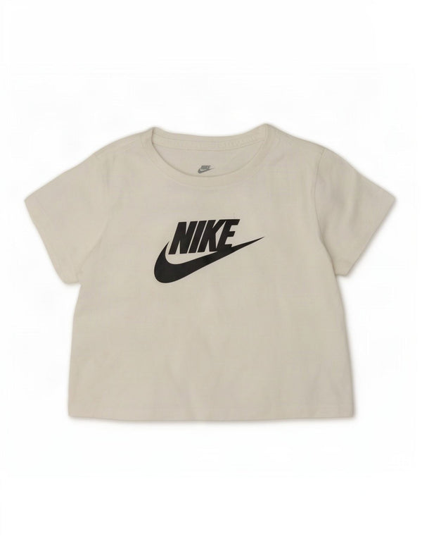 Укороченная футболка с рисунком Nike для девочек, 12–13 лет, большой размер, белый хлопок