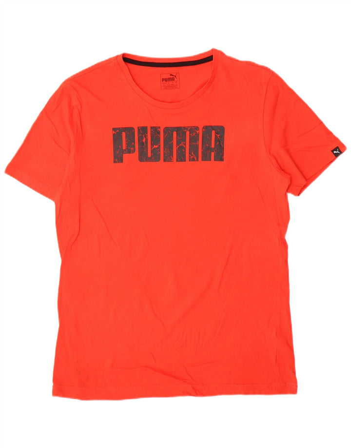 Мужская футболка с рисунком Puma, хлопковый топ среднего красного цвета