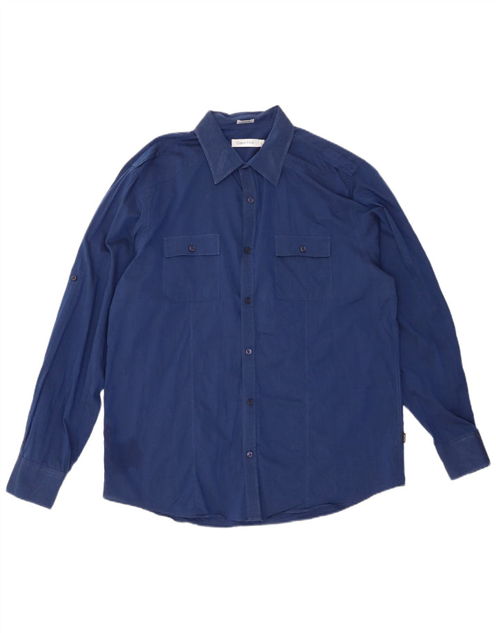 Мужская рубашка CALVIN KLEIN, большая синяя, хлопок