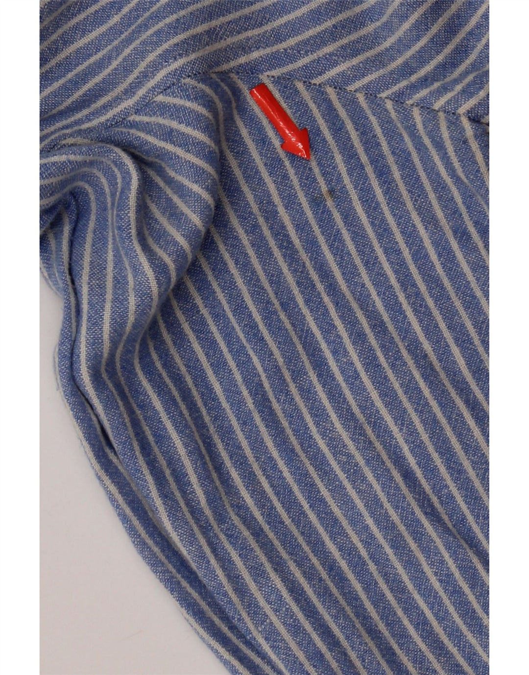 Crew Clothing Мужская рубашка из льна синего цвета в тонкую полоску