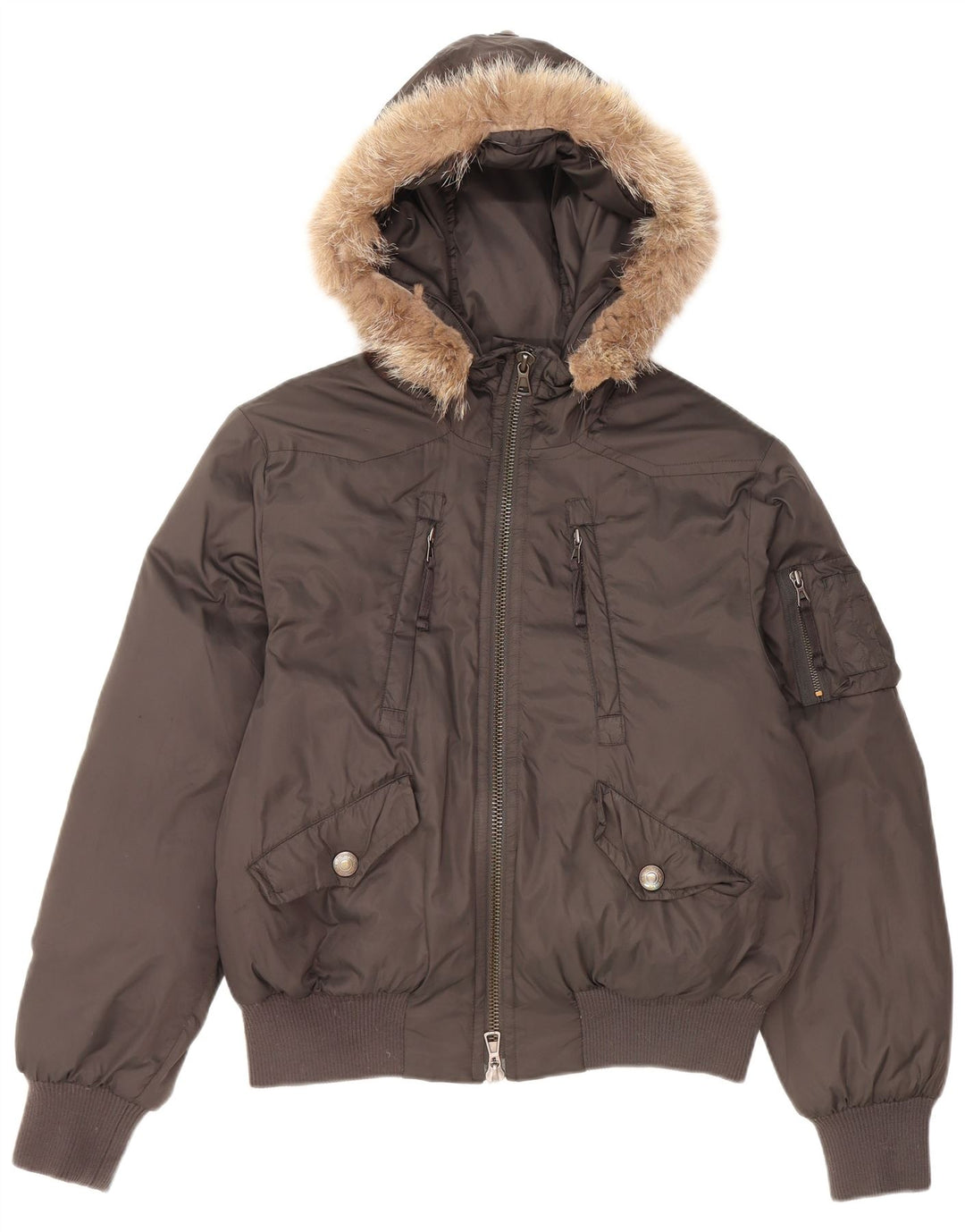 Мужская утепленная куртка-бомбер с капюшоном Calvin Klein UK 38, средний зеленый цвет