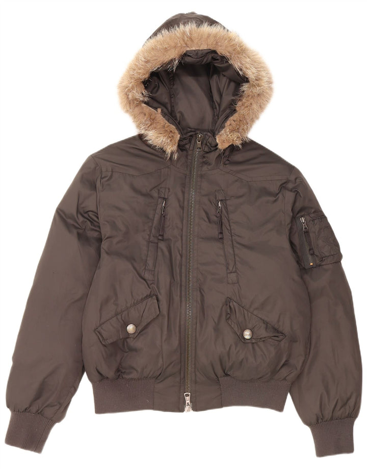 Мужская утепленная куртка-бомбер с капюшоном Calvin Klein UK 38, средний зеленый цвет