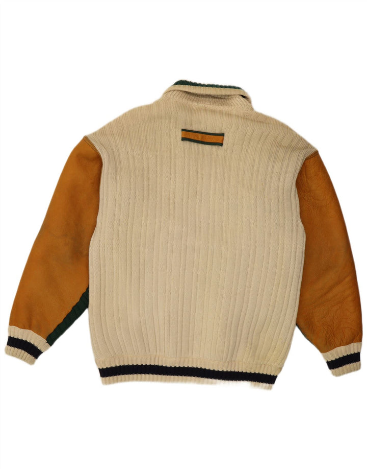 Мужская куртка Umberto Bilancioni UK 40, большая желтая кожа с цветными блоками