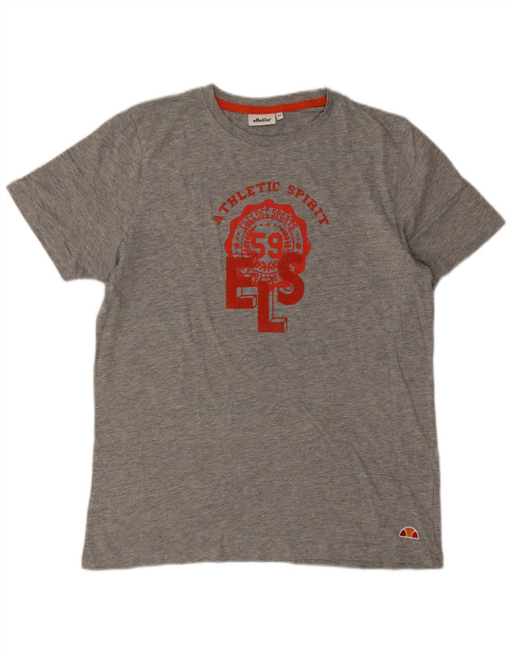 Мужская футболка Ellesse с рисунком, хлопковый топ среднего серого цвета с крапинками