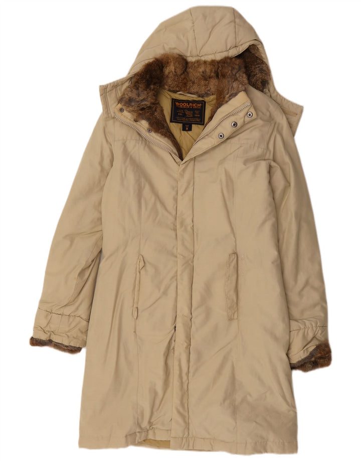 Женское стеганое пальто с капюшоном Woolrich UK 12, средний бежевый, хлопок