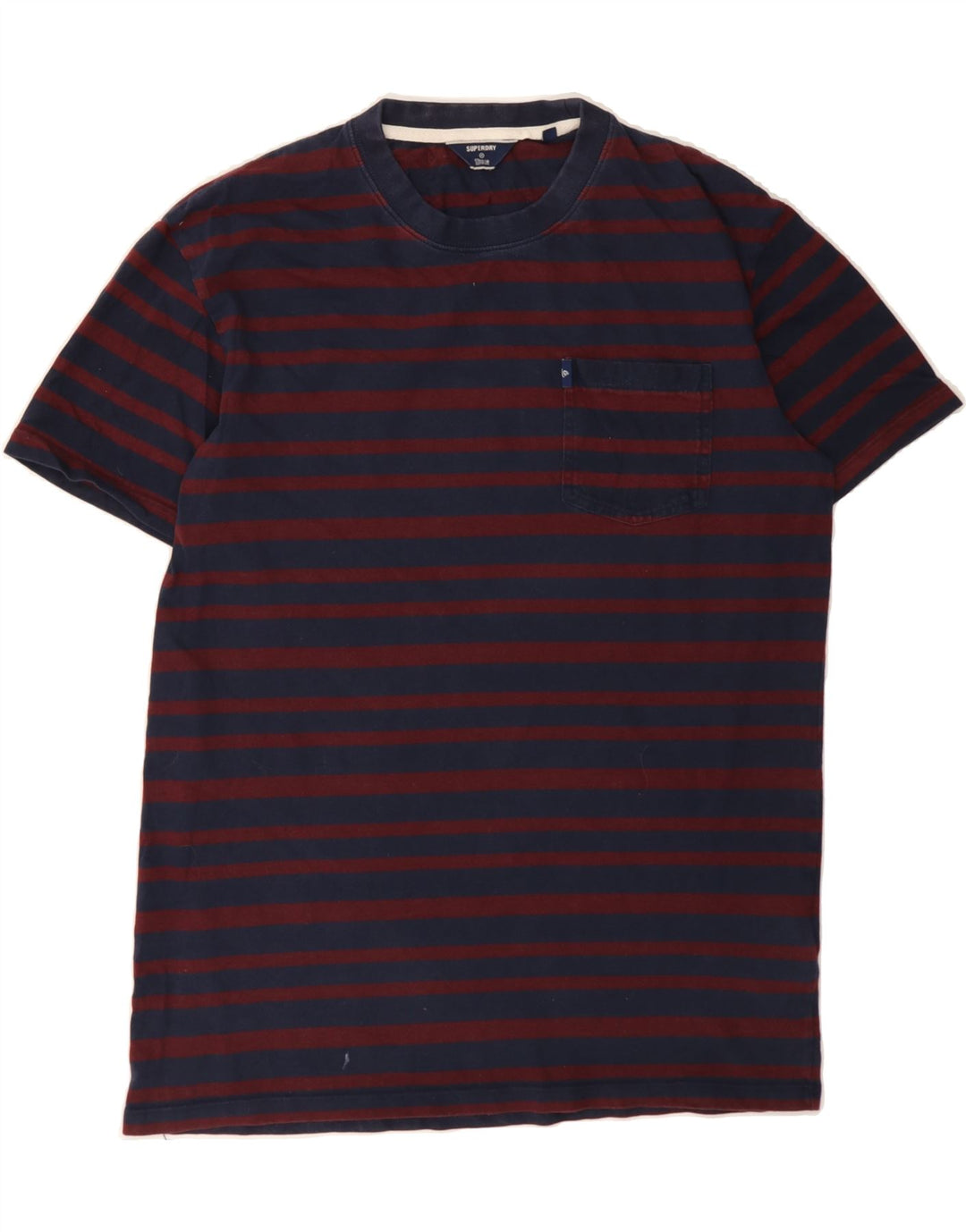 SUPERDRY Mens T-Shirt Top Medium Navy Blue Striped Cotton Vintage Superdry and Second-Hand Superdry from Messina Hembry 