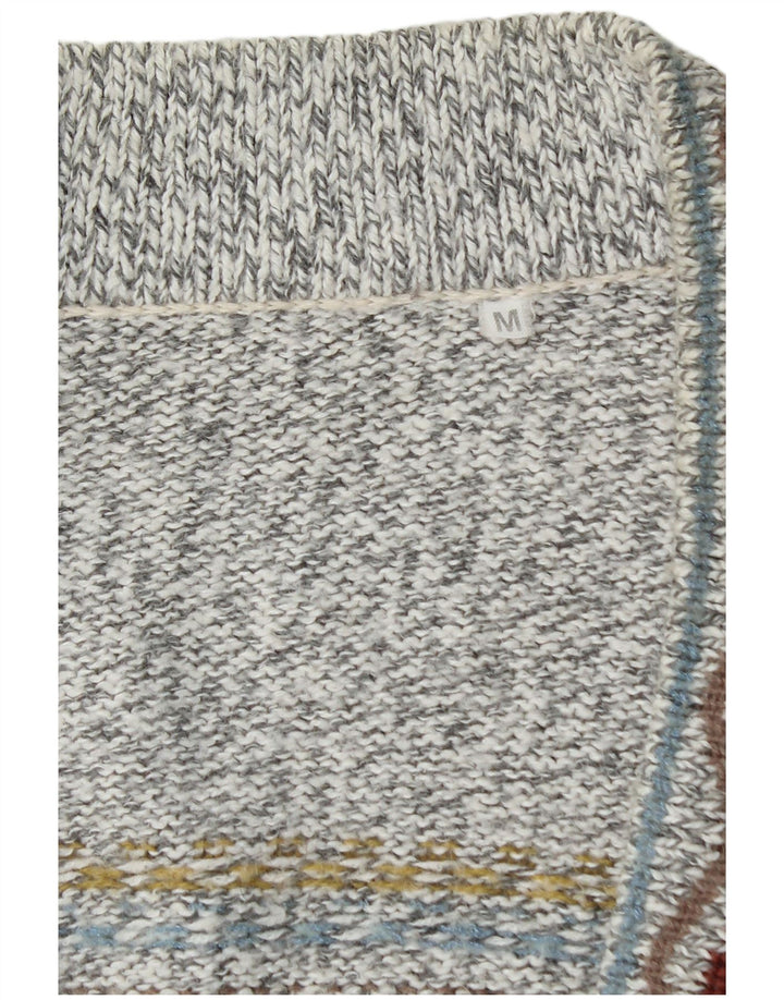 Мужской свитер-кардиган VINTAGE среднего серого цвета с жаккардовым узором