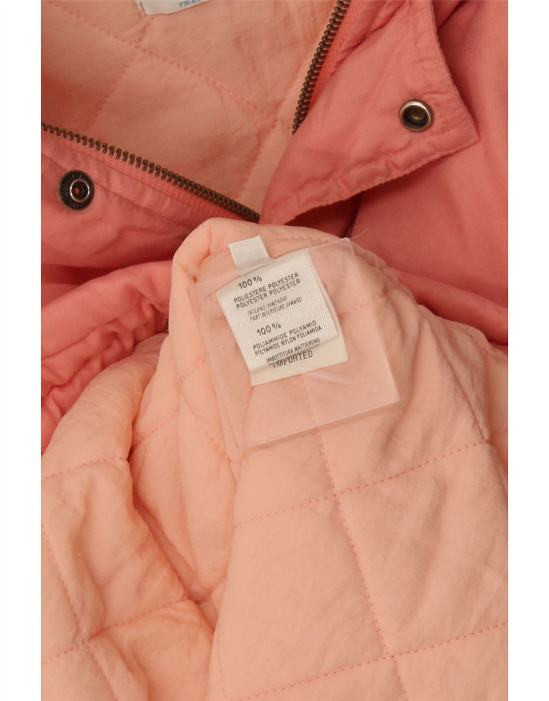 Женская стеганая куртка Benetton UK 18 XL розовая из полиэстера с капюшоном