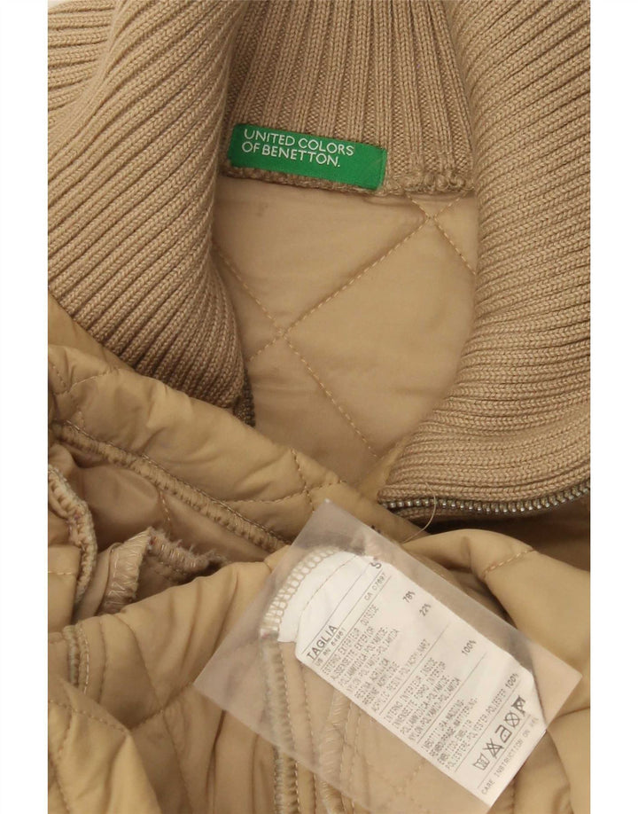 Женская стеганая куртка Benetton UK 10, маленькая, бежевый, полиамид