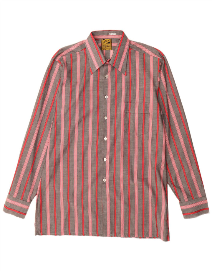 Мужская рубашка Bugelfrei, размер 40, хлопковая серая полоска среднего размера