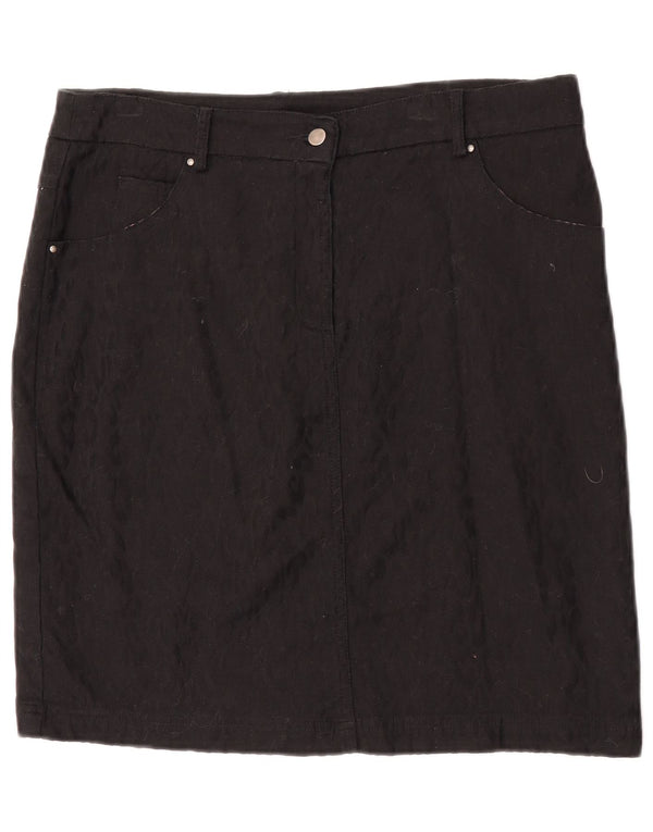 Laura Ashley Womens Straight Skirt UK 12 Medium W34  Black Cotton