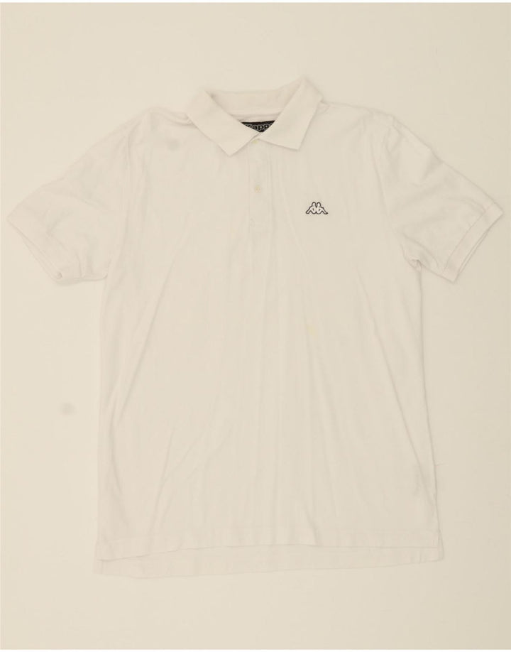 KAPPA Mens Polo Shirt Large White Cotton Vintage Kappa and Second-Hand Kappa from Messina Hembry 