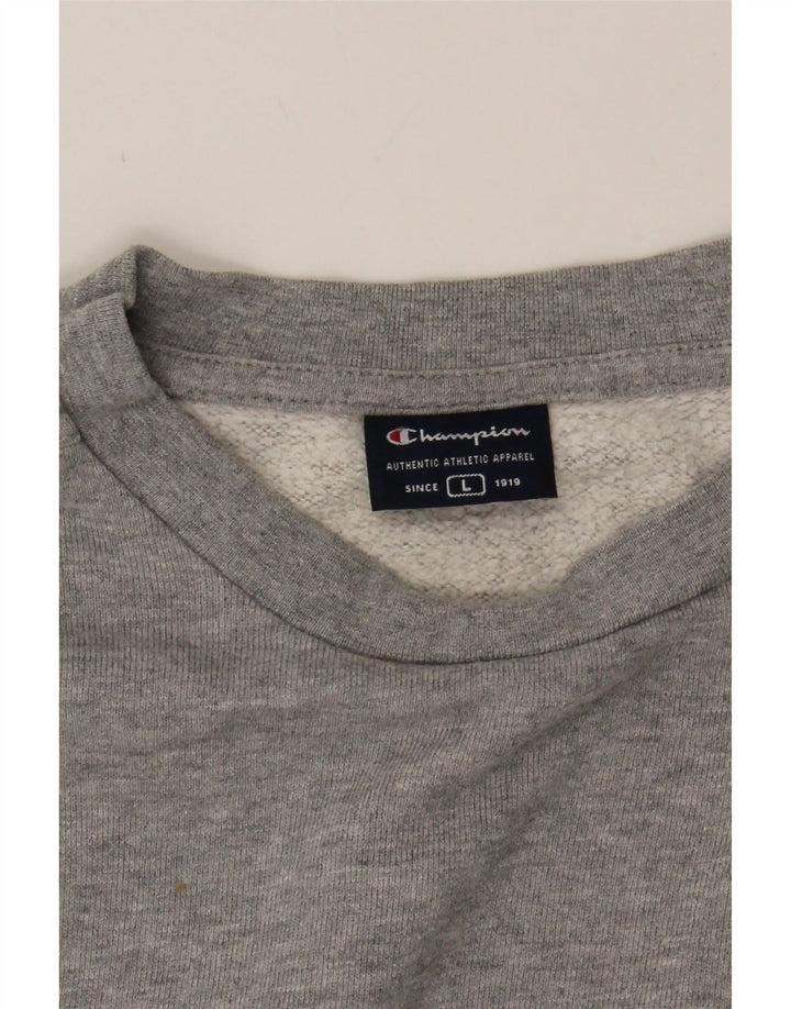 CHAMPION Womens Oversized Graphic Sweatshirt Jumper UK 16 Large Grey Vintage Champion and Second-Hand Champion from Messina Hembry 