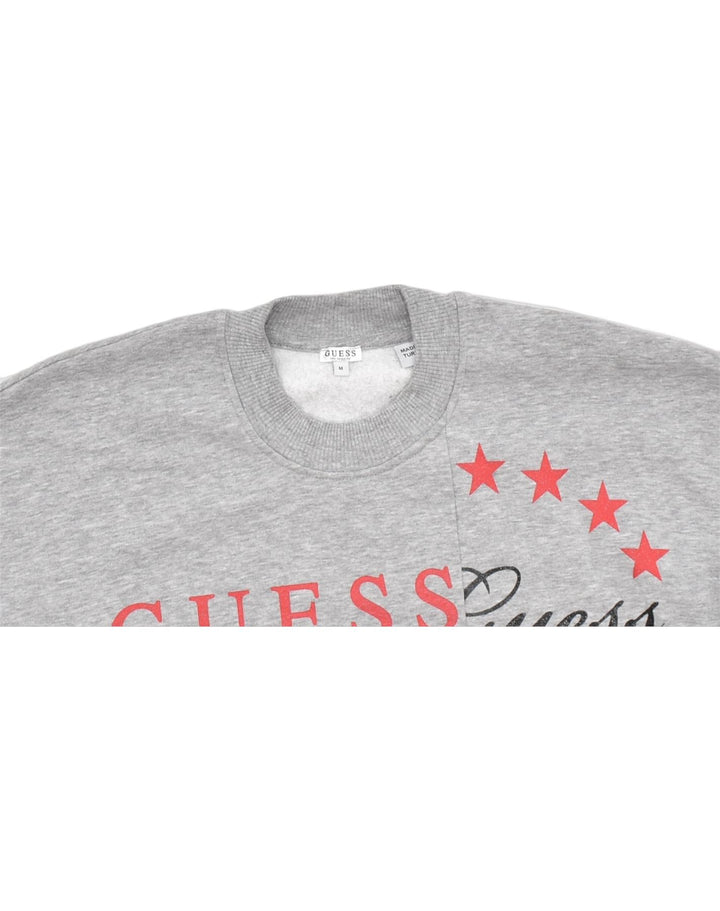 GUESS Womens Graphic Sweatshirt Jumper UK 14 Medium Grey Cotton | Vintage | Thrift | Second-Hand | Used Clothing | Messina Hembry 