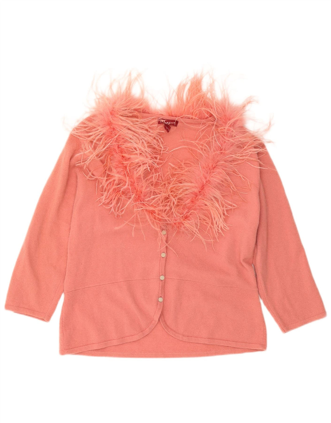 Женский кардиган Monsoon с рукавом 3/4, Великобритания, 18 XL, розовая шерсть