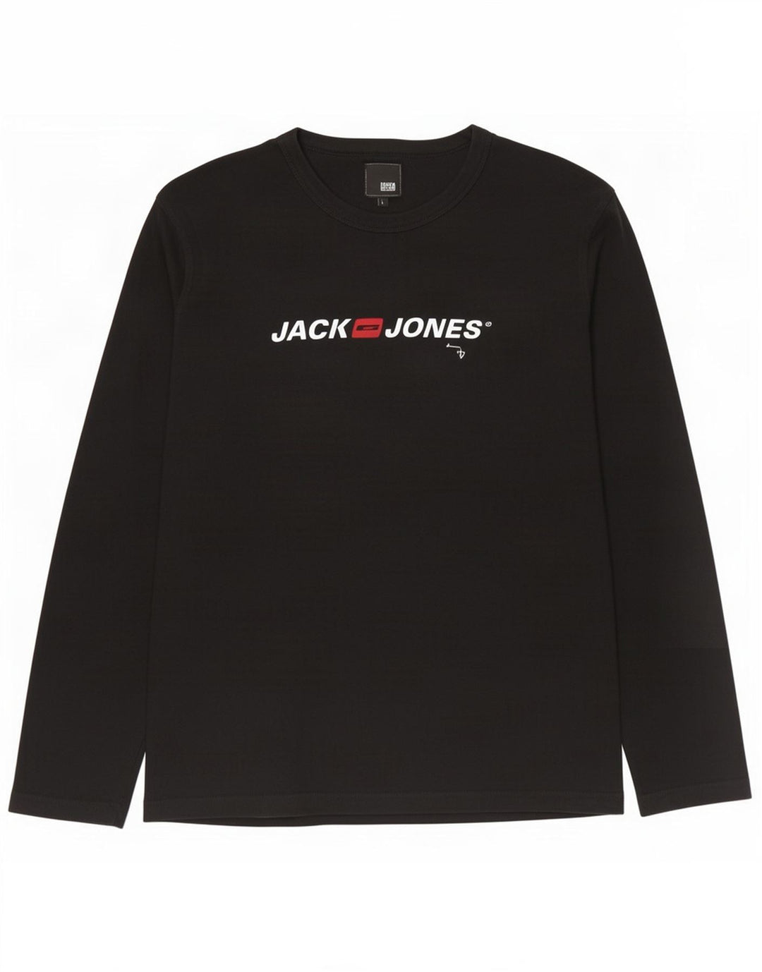 Мужской топ с рисунком Jack & Jones с длинным рукавом, большой черный хлопок