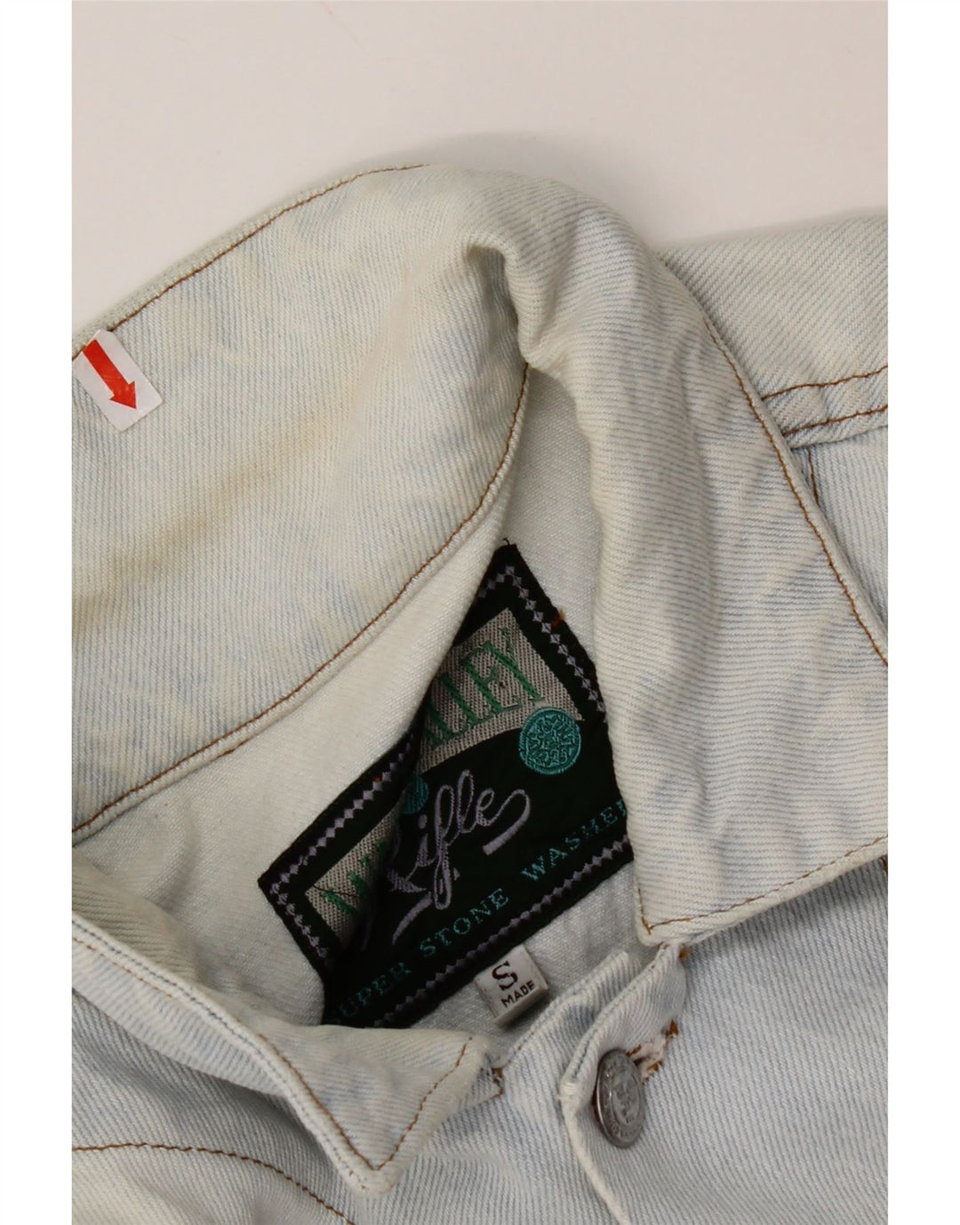 Женская укороченная джинсовая куртка оверсайз RIFLE UK 10, маленькая синяя, хлопок