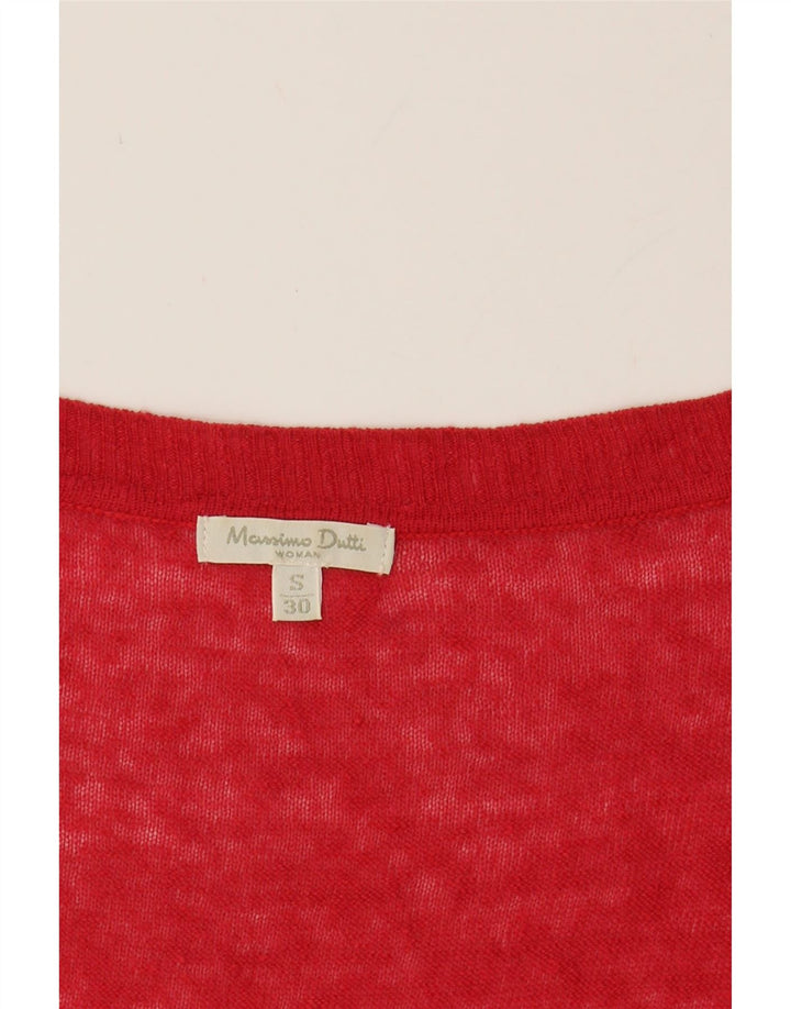 MASSIMO DUTTI Womens V-Neck Jumper Sweater UK 10 Small Red Cotton Vintage Massimo Dutti and Second-Hand Massimo Dutti from Messina Hembry 