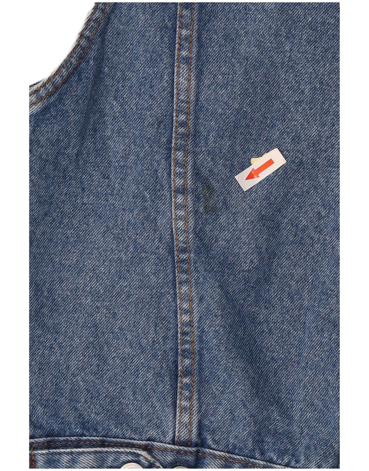 Винтажный женский укороченный джинсовый жилет UK 8, маленький синий хлопок