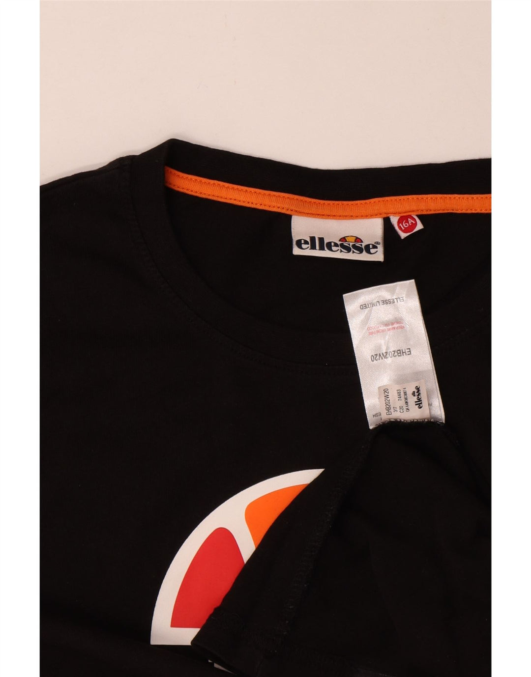 Топ Ellesse с рисунком для мальчиков, длинный рукав, 15–16 лет, черный хлопок