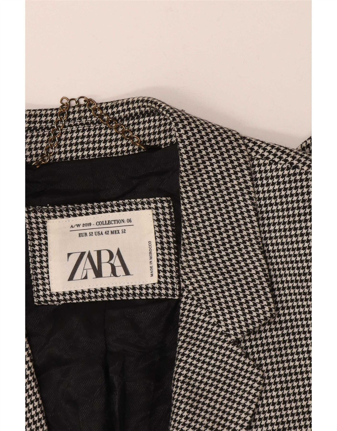 Мужской пиджак Zara на 2 пуговицах EU 52, большой черный с узором «гусиные лапки»