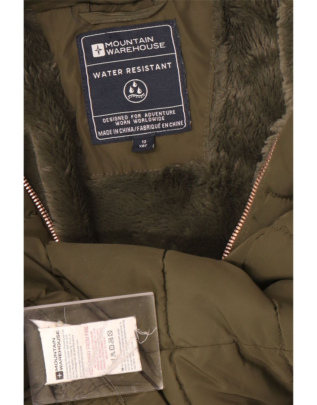 Стеганая куртка с капюшоном для девочек Mountain Warehouse, 12–13 лет, полиэстер цвета хаки