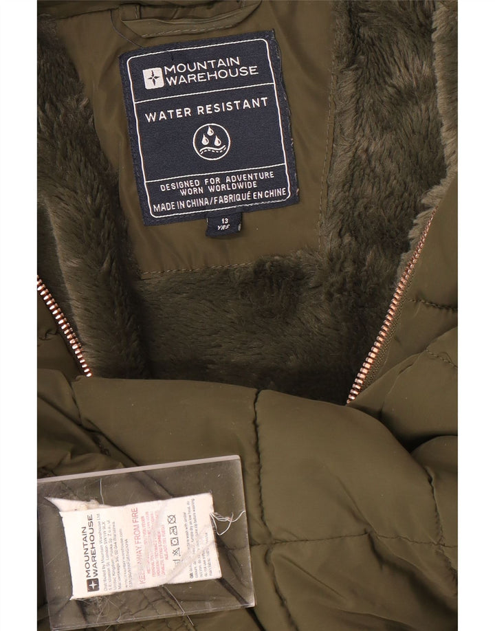 Стеганая куртка с капюшоном для девочек Mountain Warehouse, 12–13 лет, полиэстер цвета хаки