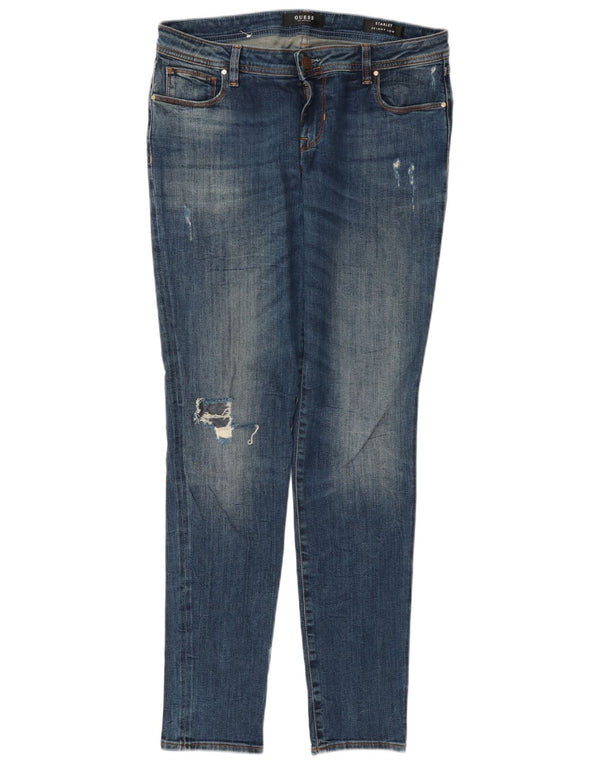 Женские потертые низкие джинсы скинни Guess Starlet W30 L32, синий хлопок
