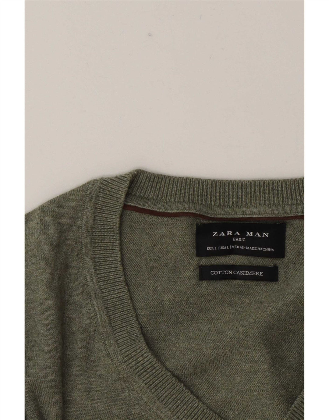 Мужской джемпер с v-образным вырезом Zara, большой зеленый
