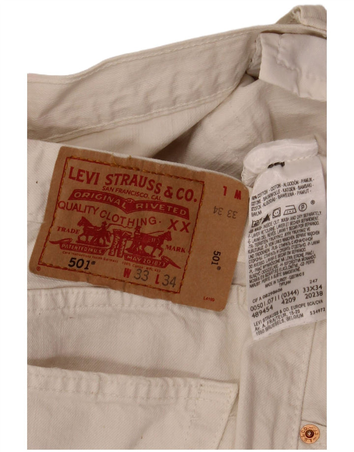 Мужские джинсовые шорты Levi's 501 W33, средний белый хлопок, хлопок