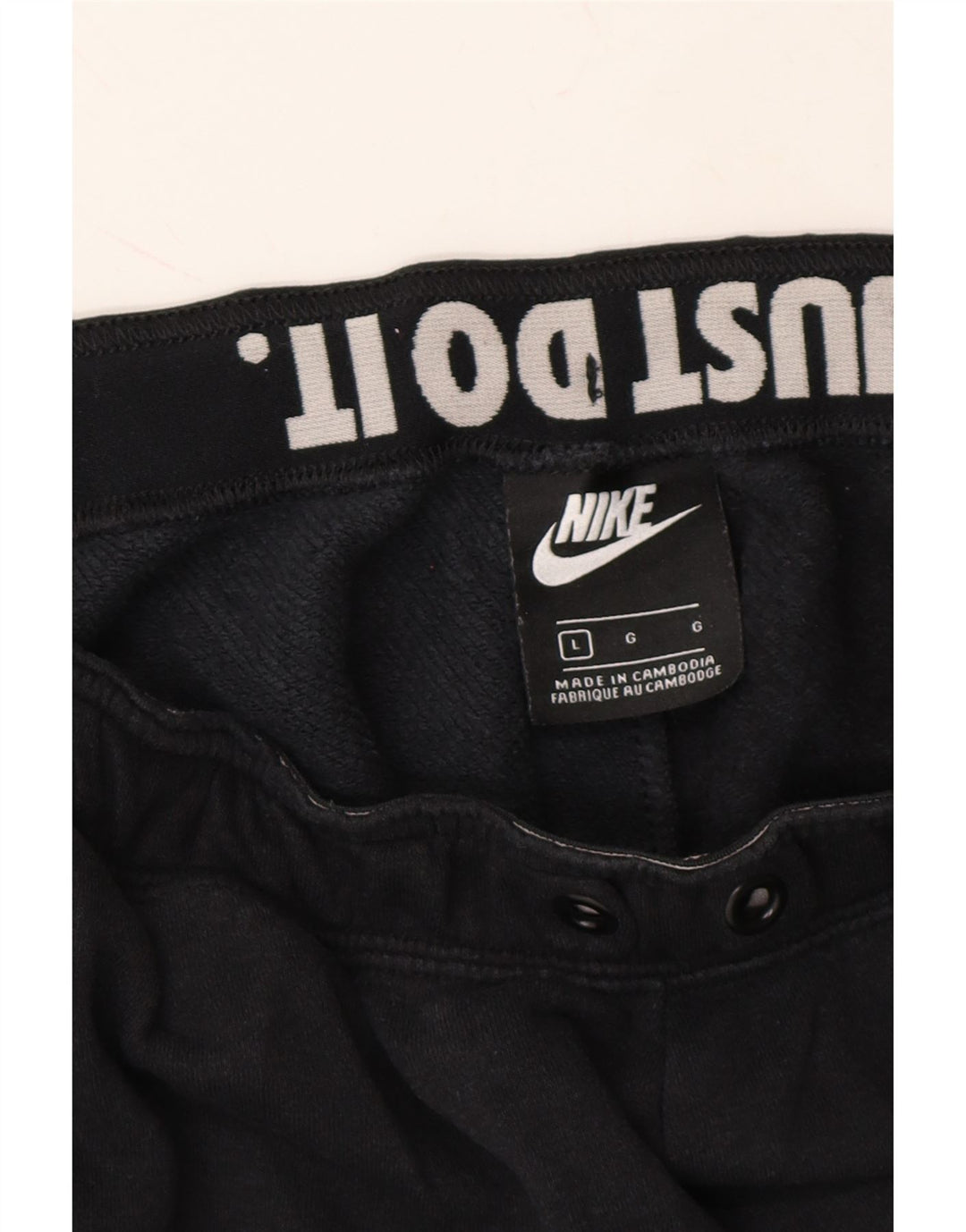 NIKE Mens Graphic Tracksuit Trousers Joggers Large  Black Vintage Nike and Second-Hand Nike from Messina Hembry 