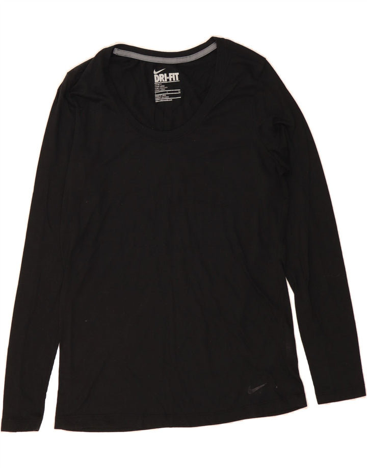 NIKE Womens Dri Fit Loose Fit Top Long Sleeve UK 10 Small Black Polyester Vintage Nike and Second-Hand Nike from Messina Hembry 