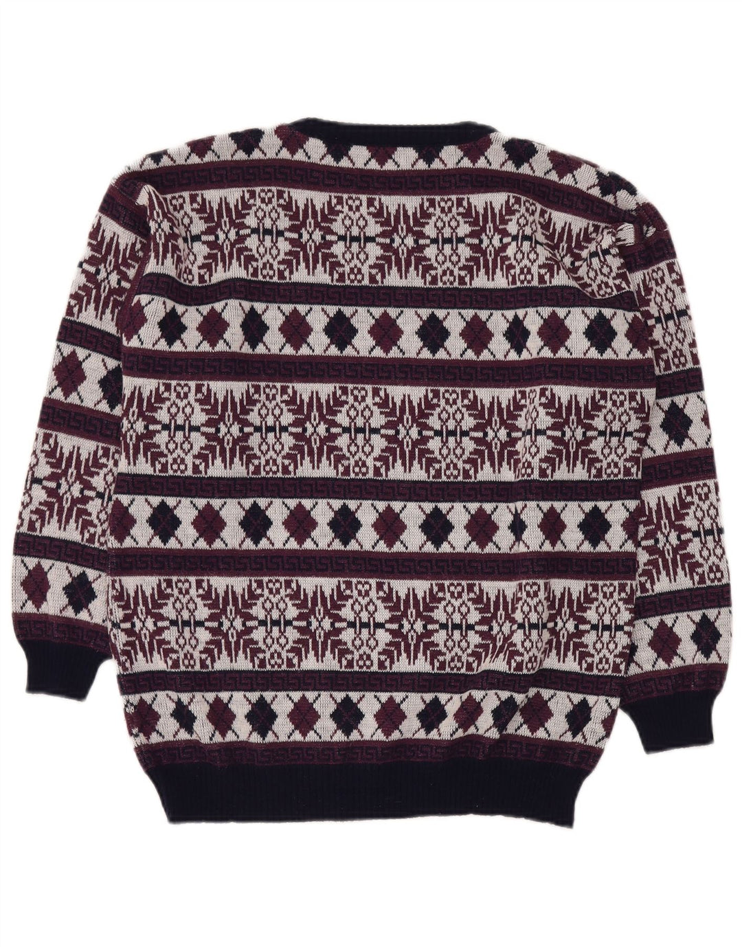 Мужской свитер VINTAGE с круглым вырезом UK 40, средний бордовый Fair Isle