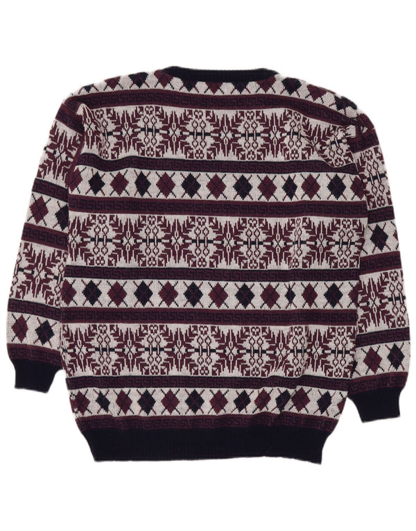 Мужской свитер VINTAGE с круглым вырезом UK 40, средний бордовый Fair Isle