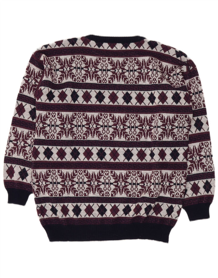 Мужской свитер VINTAGE с круглым вырезом UK 40, средний бордовый Fair Isle