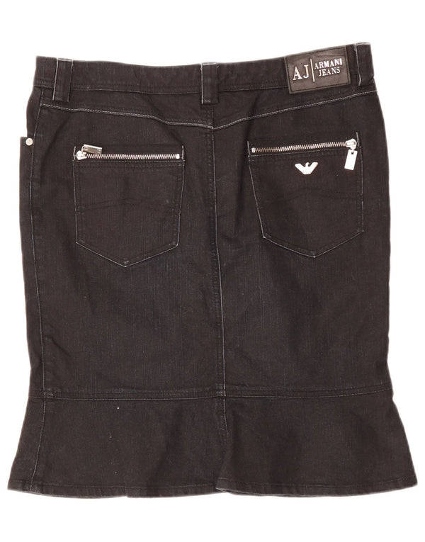 ARMANI Женская джинсовая юбка с высокой талией EU 46 XL W34 Черный хлопок
