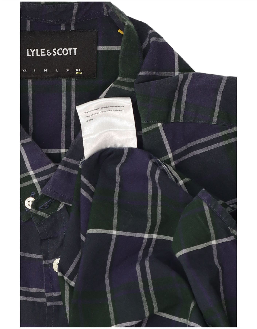Мужская рубашка Lyle & Scott 2XL, темно-синяя клетка, хлопок