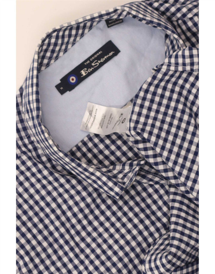 Мужская рубашка с коротким рукавом Ben Sherman, средний темно-синий, хлопок в мелкую клетку