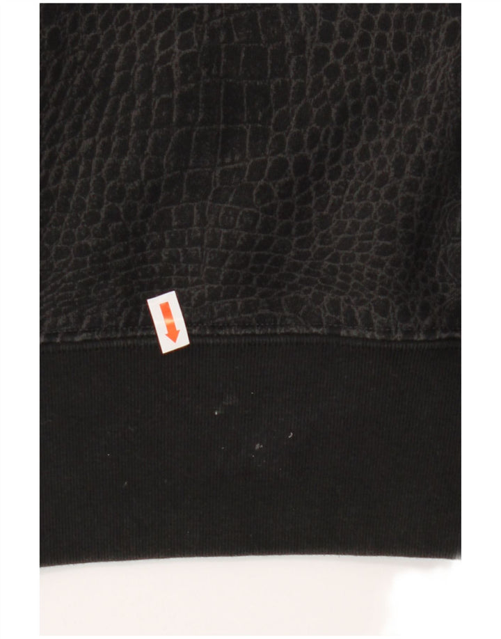 ADIDAS Womens Oversized Sweatshirt Jumper UK 12 Medium  Black Animal Print