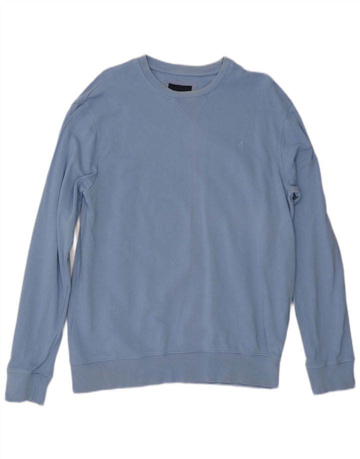 Crew Clothing Мужской свитер-джемпер большого синего цвета из хлопка