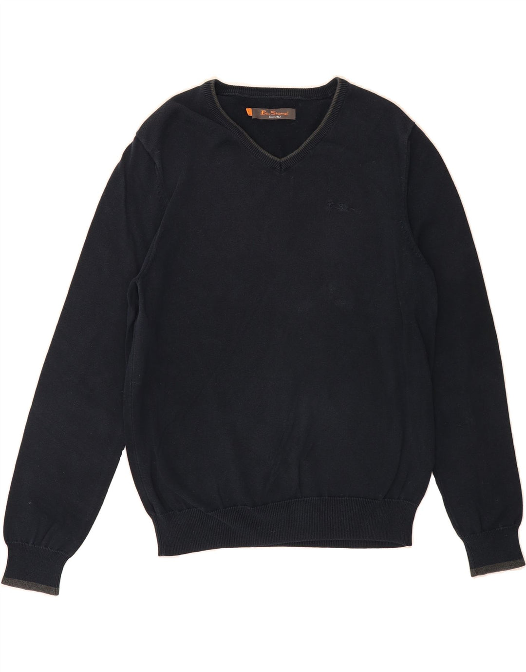 BEN SHERMAN Mens V-Neck Jumper Sweater Medium Navy Blue Cotton Vintage Ben Sherman and Second-Hand Ben Sherman from Messina Hembry 