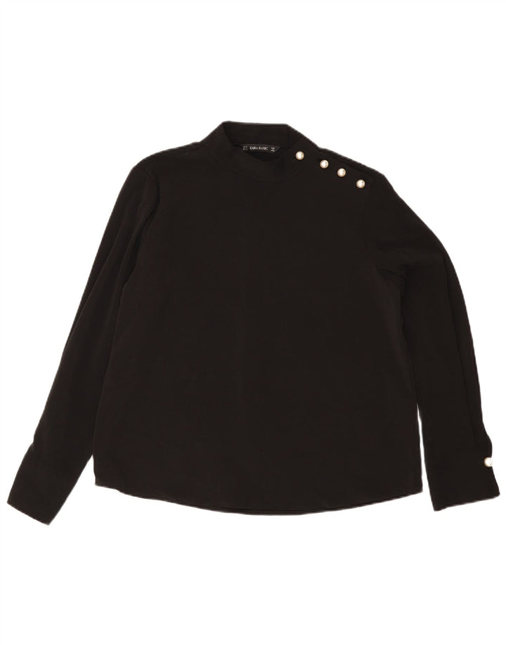 Женская блузка с длинным рукавом Zara UK 14, средний черный полиэстер