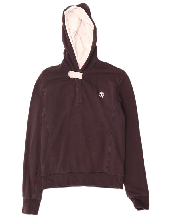 Bikkembergs Womens Button Neck Hoodie Jumper UK 14 Medium Black Cotton