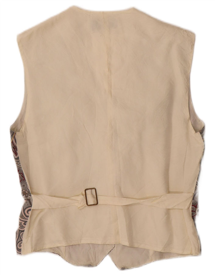 Винтажный женский жилет IT 44, средний серый хлопок с пейсли