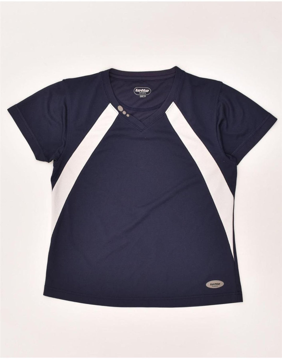 LOTTO Girls T-Shirt Top 9-10 Years Navy Blue Colourblock Polyester | Vintage Lotto | Thrift | Second-Hand Lotto | Used Clothing | Messina Hembry 